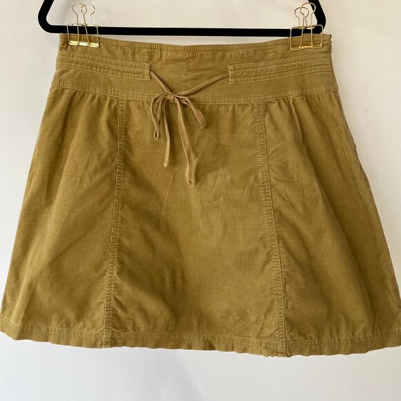 Sahalie Tan Skirt Side Zip Closure Drawstring Waist Lightweight Corduroy Size 10 - Picture 1 of 11